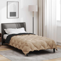 Produktbild för Vinter Täcke Svart och Taupe 155 x 220 cm Mikrofiber