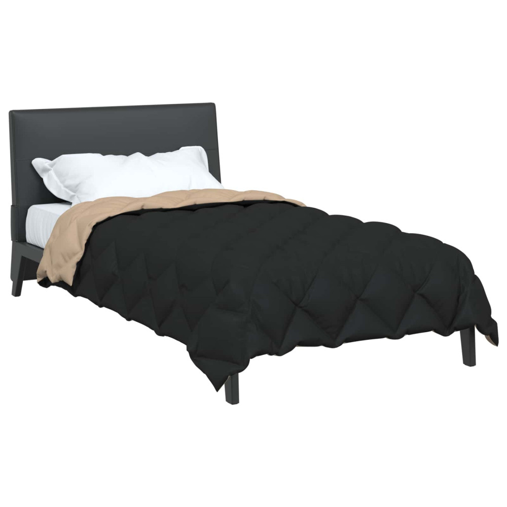 Produktbild för Vinter Täcke Svart och Taupe 155 x 220 cm Mikrofiber