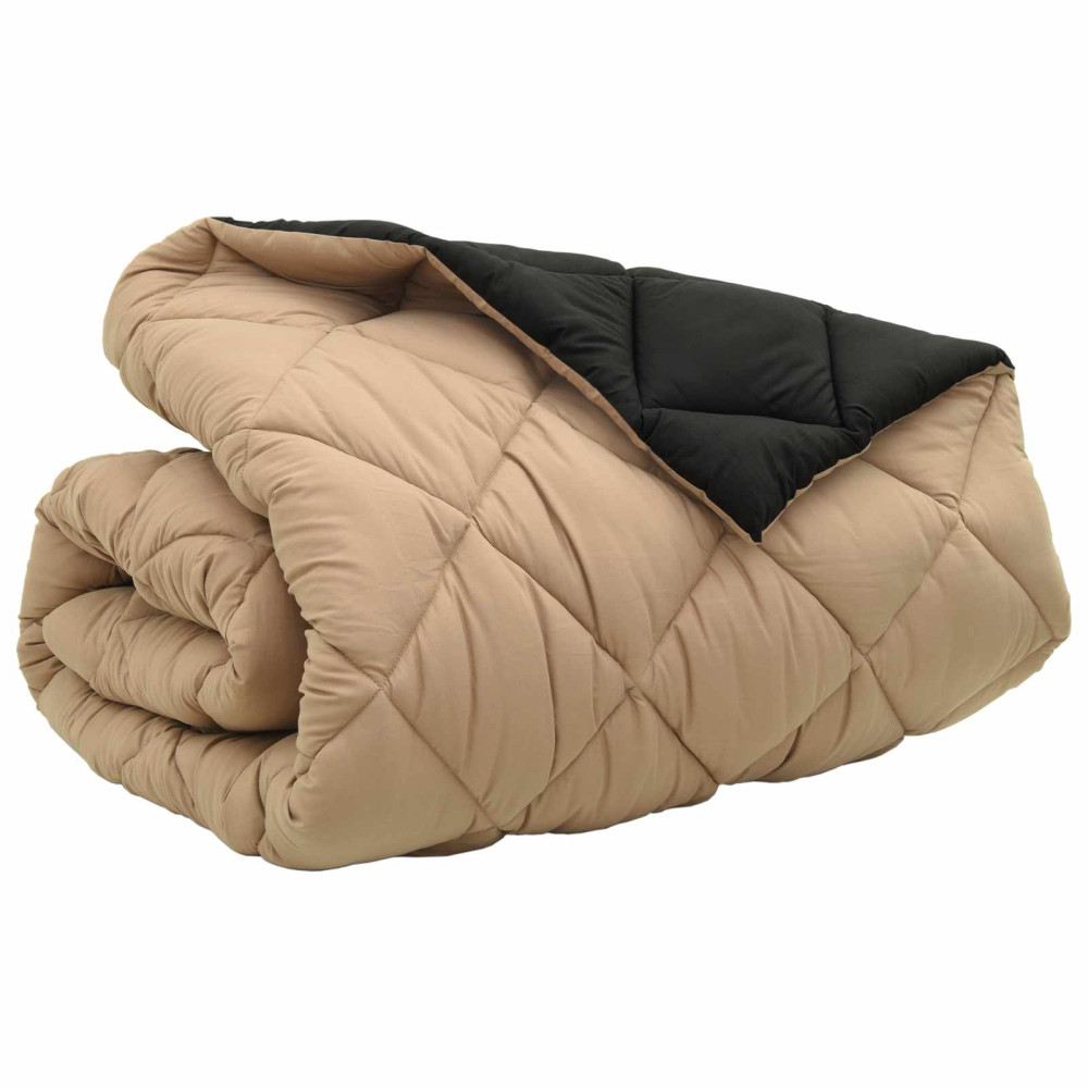 Produktbild för Vinter Täcke Svart och Taupe 220 x 240 cm Mikrofiber