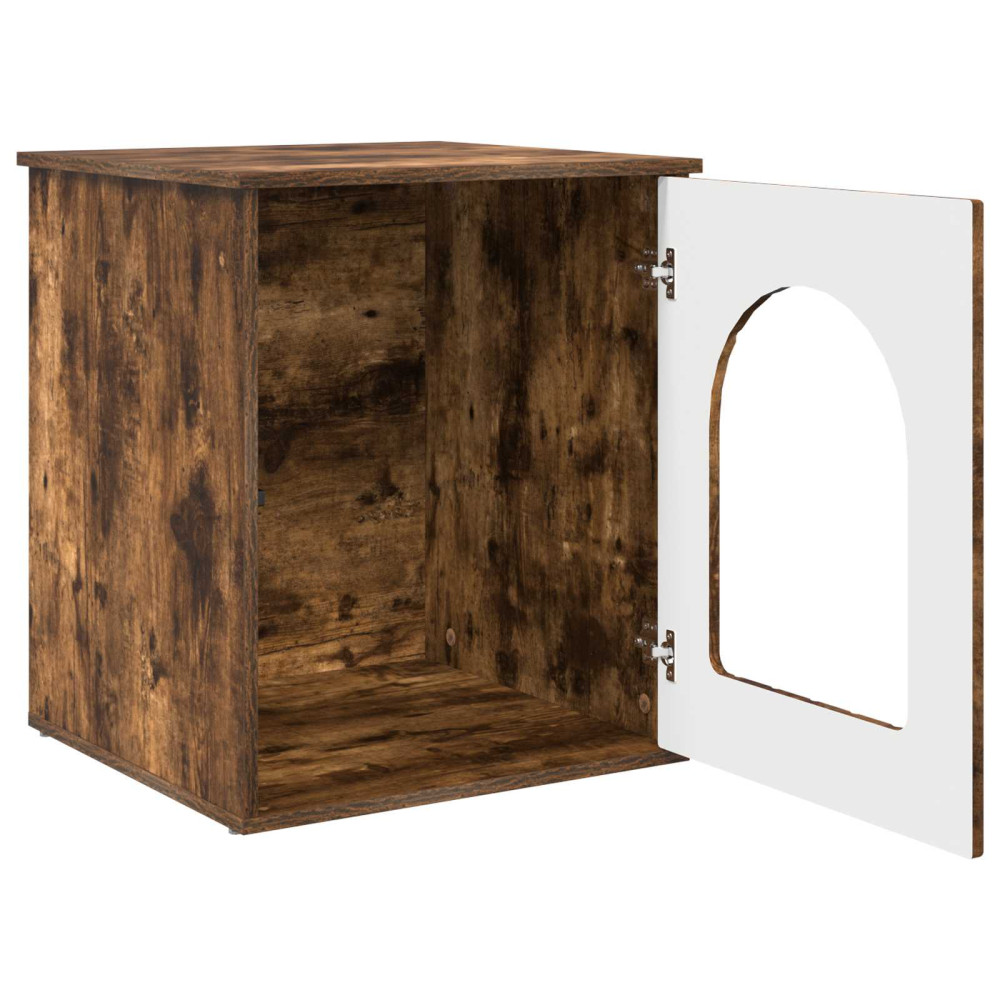 Produktbild för Katt hus Rökt ek 53 x 52 x 62 cm Konstruerat trä