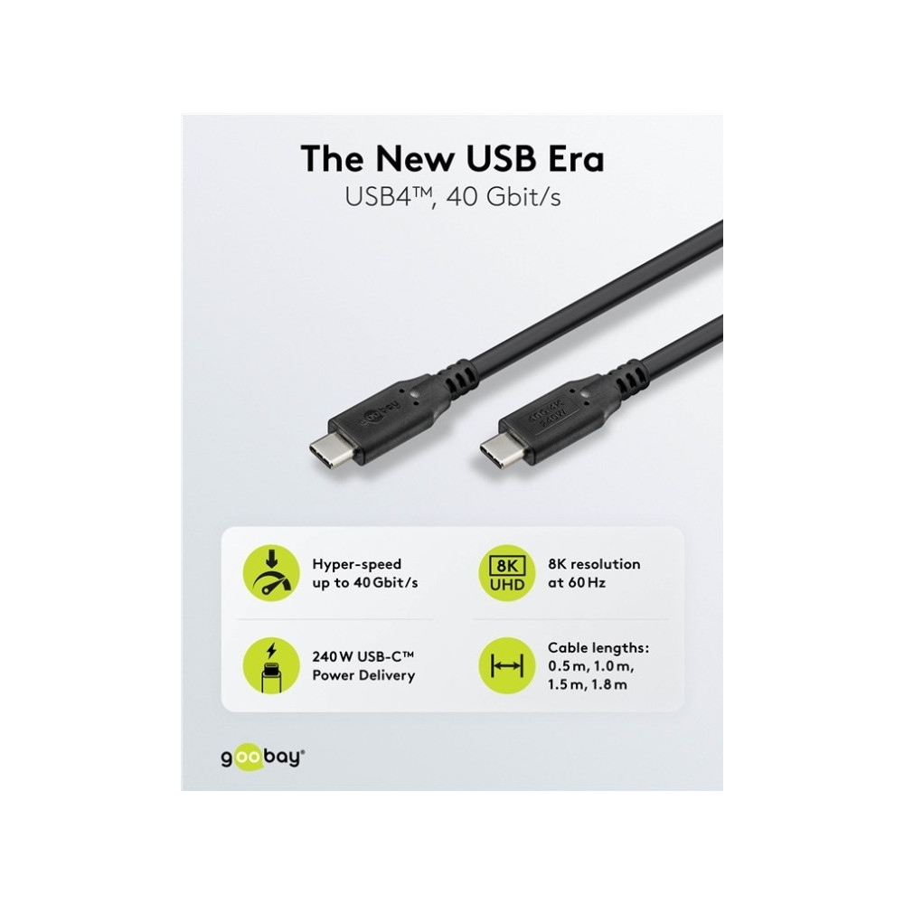Produktbild för goobay - USB typ C-kabel - 24 pin USB-C till 24 pin USB-C - 50 cm