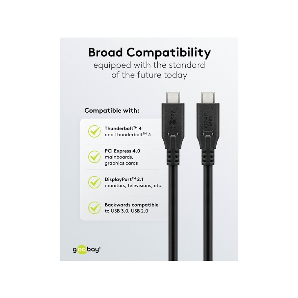 Produktbild för goobay - USB typ C-kabel - 24 pin USB-C till 24 pin USB-C - 50 cm