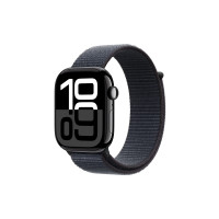 Produktbild för Apple Watch Series 10 (GPS) - jet black aluminium - smart klocka med sportögla - bläck - 64 GB
