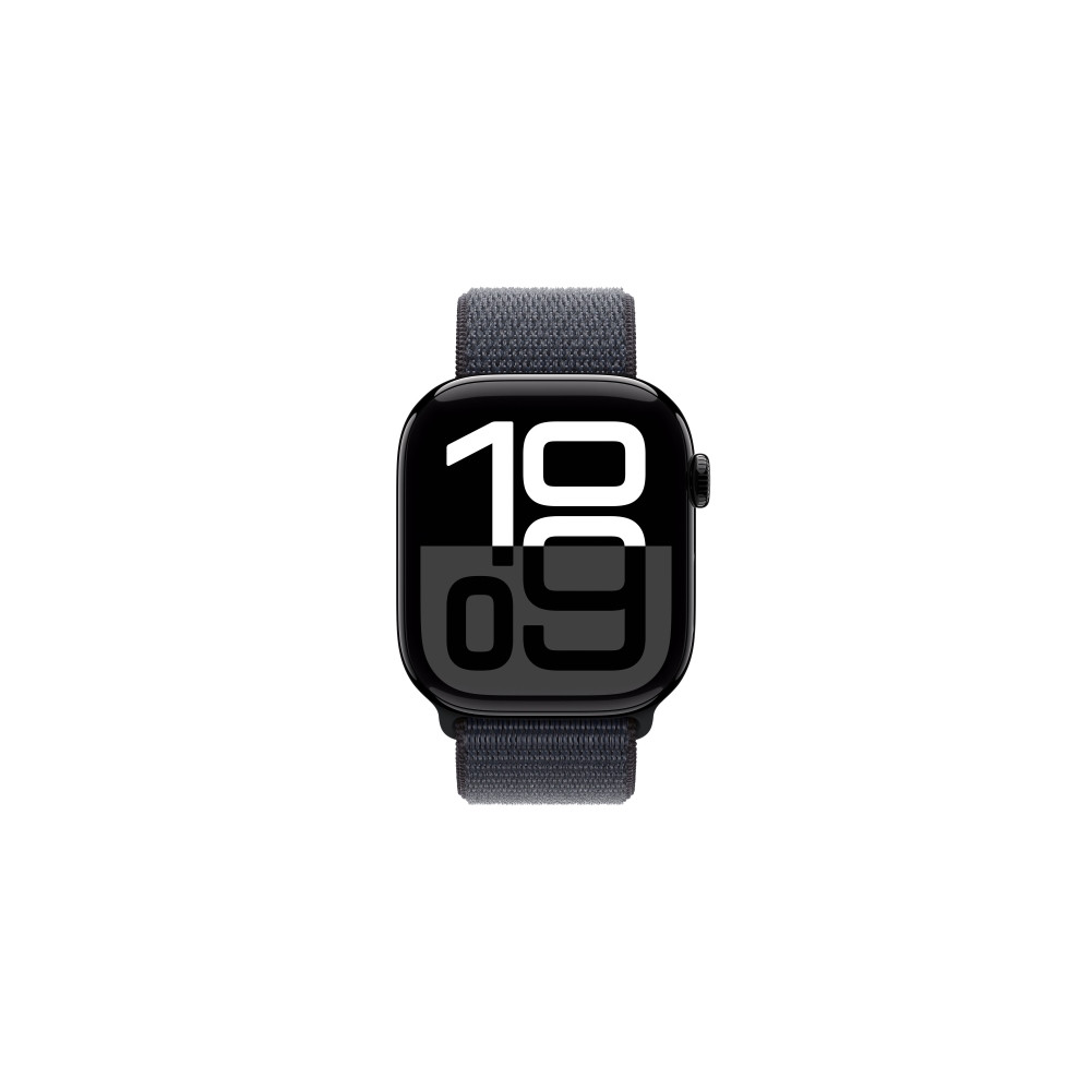 Produktbild för Apple Watch Series 10 (GPS) - jet black aluminium - smart klocka med sportögla - bläck - 64 GB