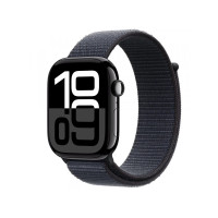 Produktbild för Apple Watch Series 10 (GPS) - jet black aluminium - smart klocka med sportögla - bläck - 64 GB