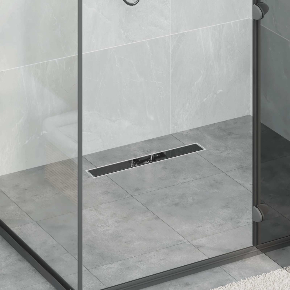 Produktbild för Duschavlopp med Glasöverdrag Svart 50 cm Rostfritt Stål 304