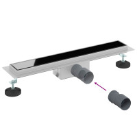 Produktbild för Duschavlopp med Glasöverdrag Svart 50 cm Rostfritt Stål 304