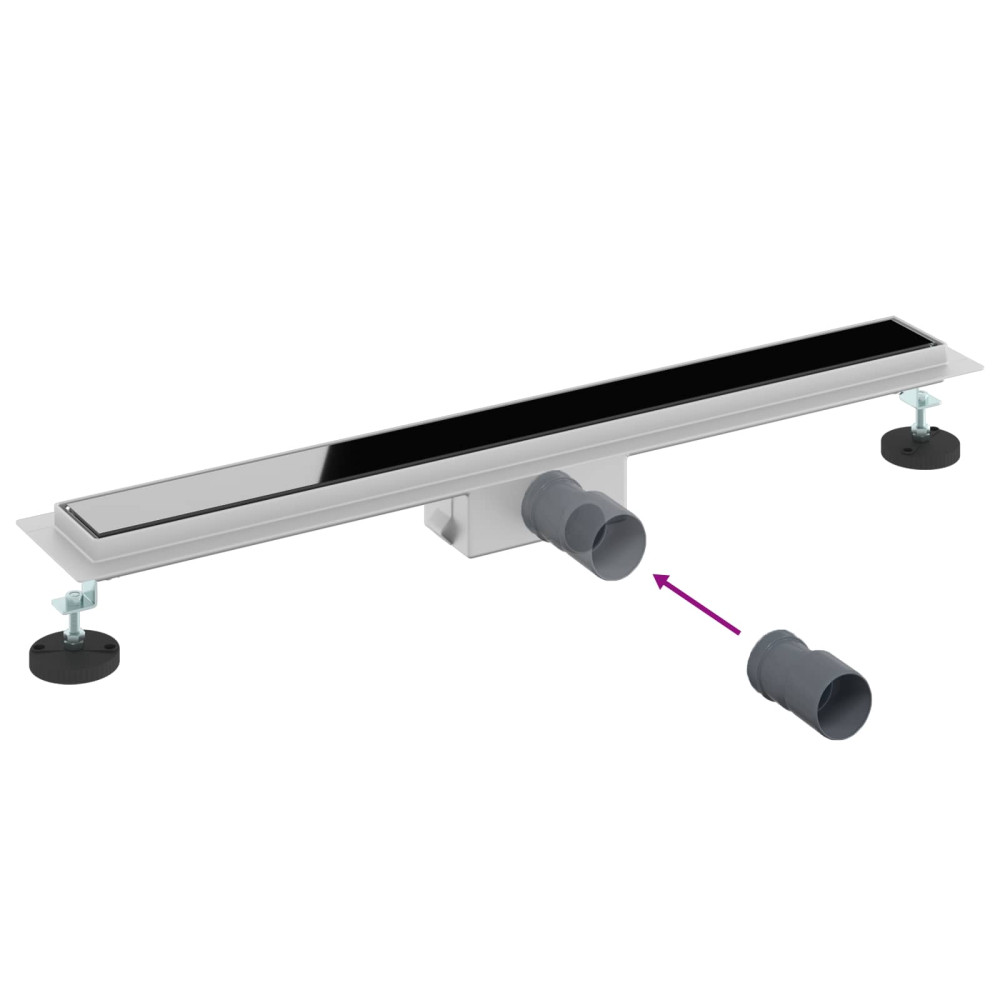 Produktbild för Duschavlopp med Glasöverdrag Svart 80 cm Rostfritt Stål 304