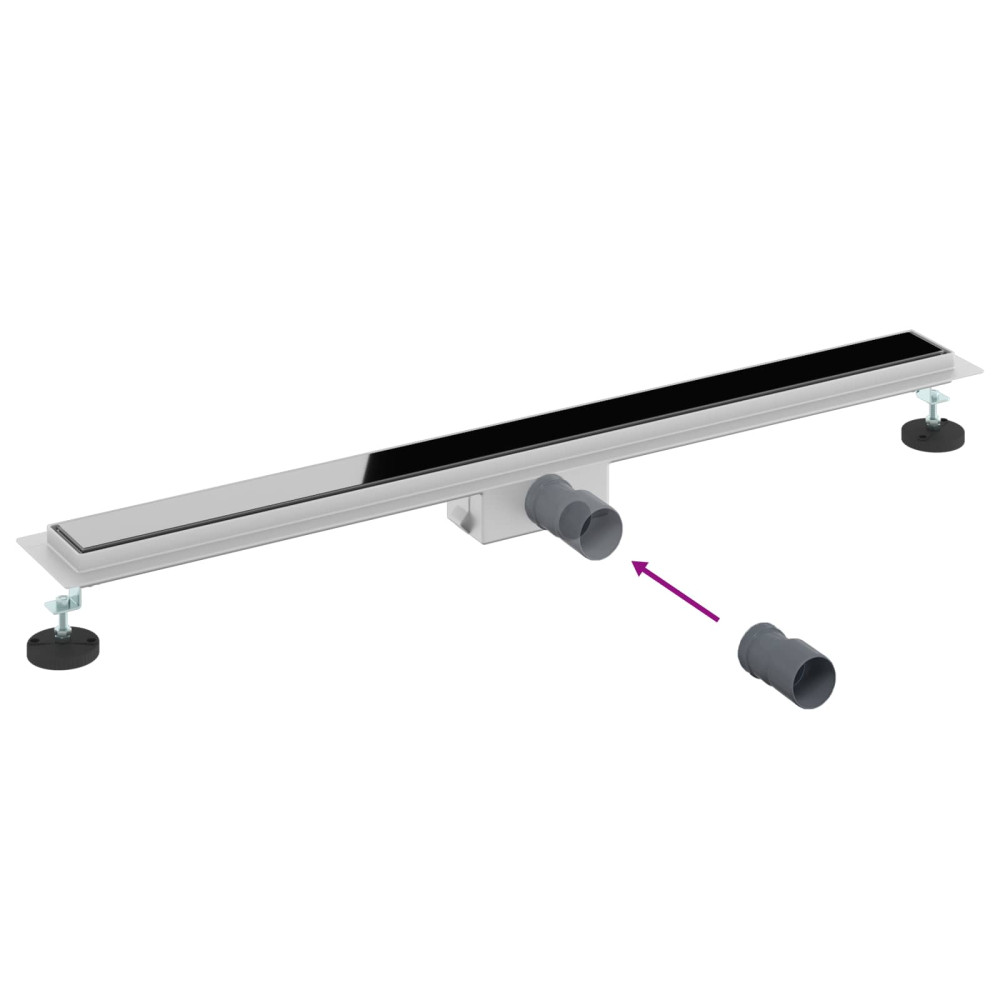 Produktbild för Duschavlopp med Glasöverdrag Svart 90 cm Rostfritt Stål 304