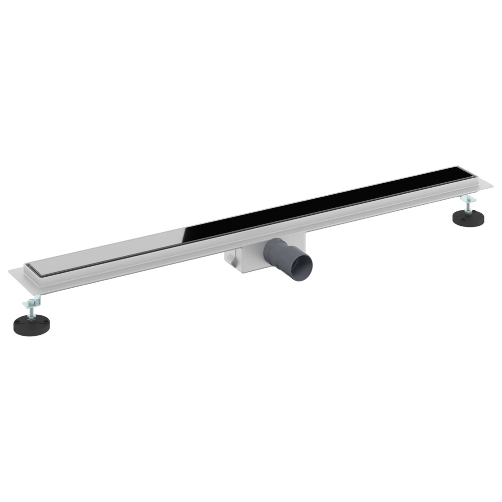 Produktbild för Duschavlopp med Glasöverdrag Svart 90 cm Rostfritt Stål 304