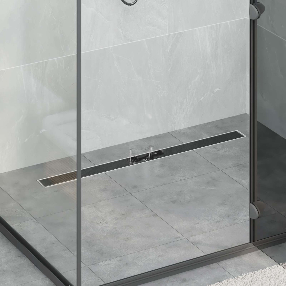 Produktbild för Duschavlopp med Glasöverdrag Svart 100 cm Rostfritt Stål 304