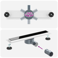 Produktbild för Duschavlopp med glaslock och 360° Sifon Svart 50 cm