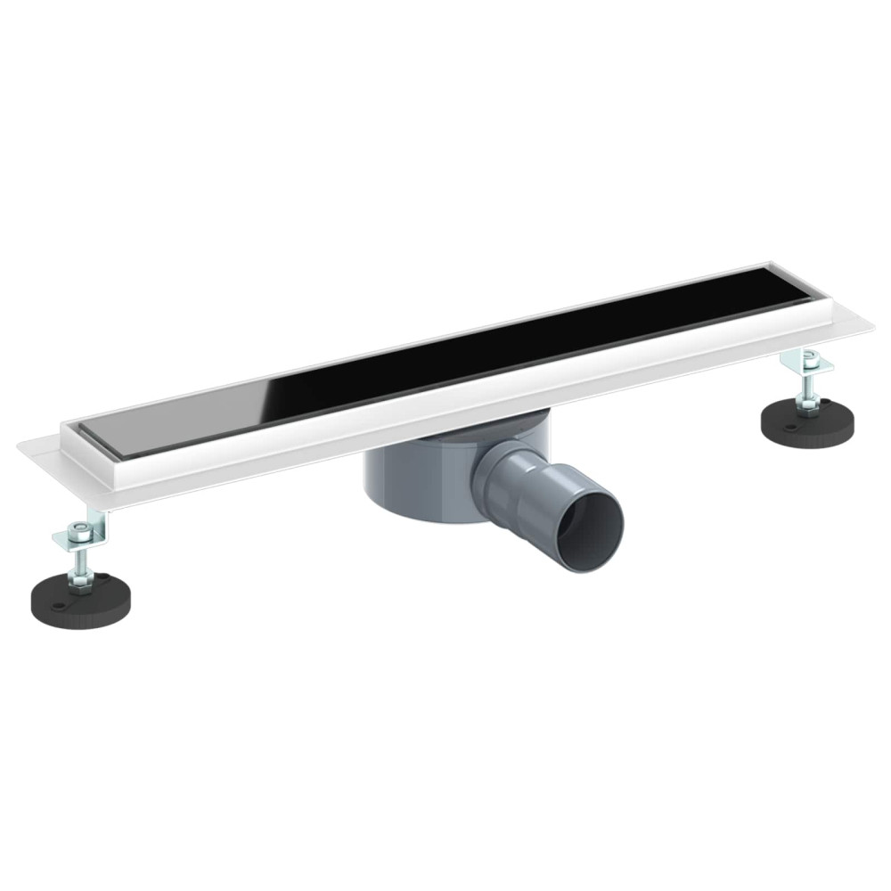 Produktbild för Duschavlopp med glaslock och 360° Sifon Svart 50 cm