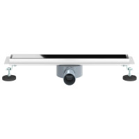 Produktbild för Duschavlopp med glaslock och 360° Sifon Svart 50 cm