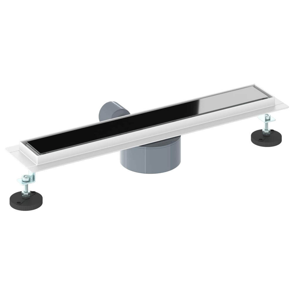 Produktbild för Duschavlopp med glaslock och 360° Sifon Svart 50 cm