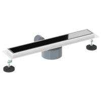 Produktbild för Duschavlopp med glaslock och 360° Sifon Svart 50 cm