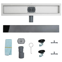 Produktbild för Duschavlopp med glaslock och 360° Sifon Svart 50 cm