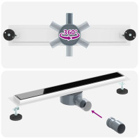 Produktbild för Duschavlopp med glaslock och 360° Sifon Svart 60 cm