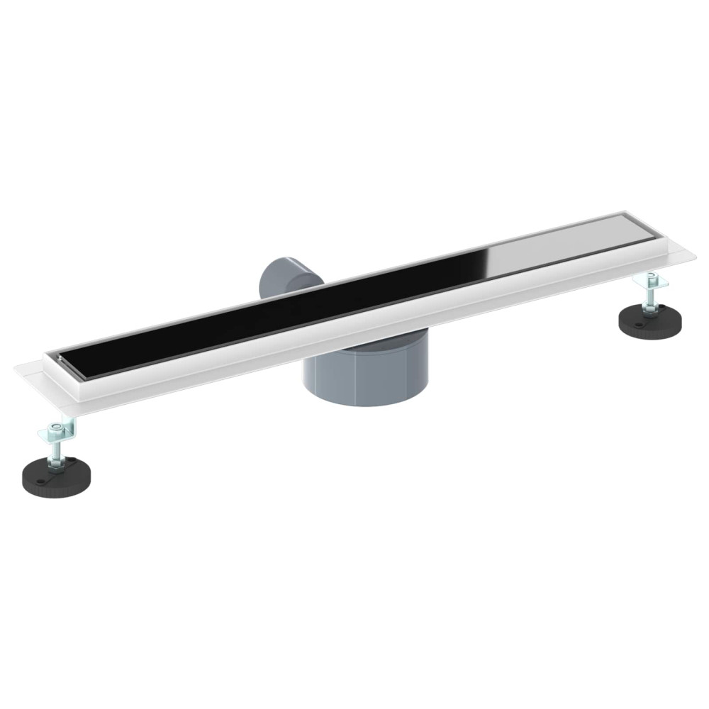 Produktbild för Duschavlopp med glaslock och 360° Sifon Svart 60 cm