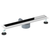 Produktbild för Duschavlopp med glaslock och 360° Sifon Svart 60 cm