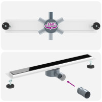 Produktbild för Duschavlopp med glaslock och 360° Sifon Svart 70 cm
