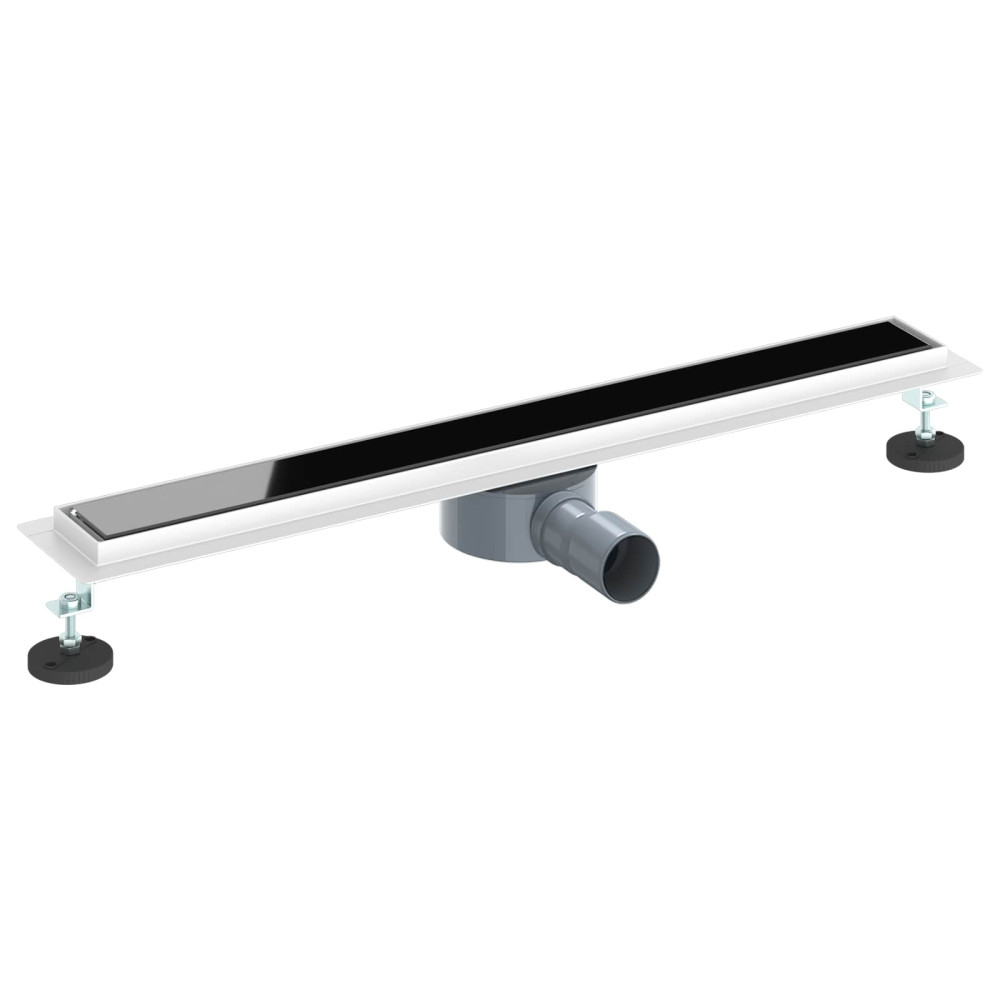 Produktbild för Duschavlopp med glaslock och 360° Sifon Svart 70 cm