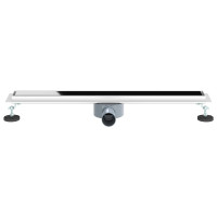 Produktbild för Duschavlopp med glaslock och 360° Sifon Svart 70 cm