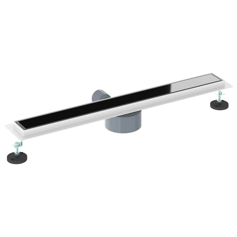 Produktbild för Duschavlopp med glaslock och 360° Sifon Svart 70 cm