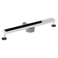 Produktbild för Duschavlopp med glaslock och 360° Sifon Svart 70 cm