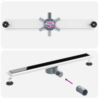 Produktbild för Duschavlopp med glaslock och 360° Sifon Svart 80 cm