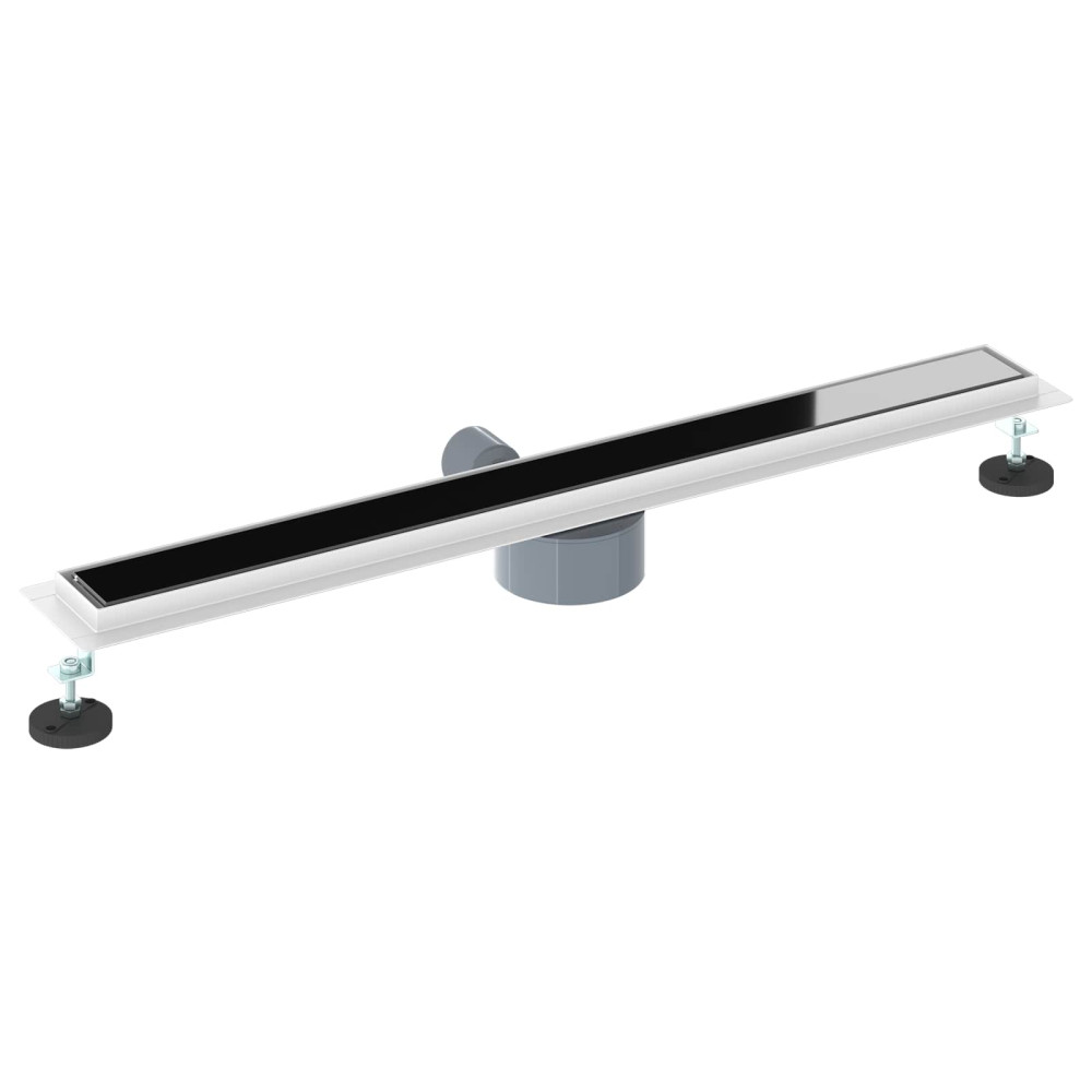 Produktbild för Duschavlopp med glaslock och 360° Sifon Svart 80 cm