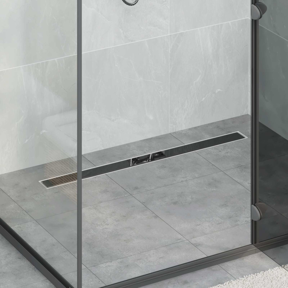 Produktbild för Duschavlopp med glaslock och 360° Sifon Svart 90 cm