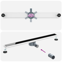 Produktbild för Duschavlopp med glaslock och 360° Sifon Svart 90 cm