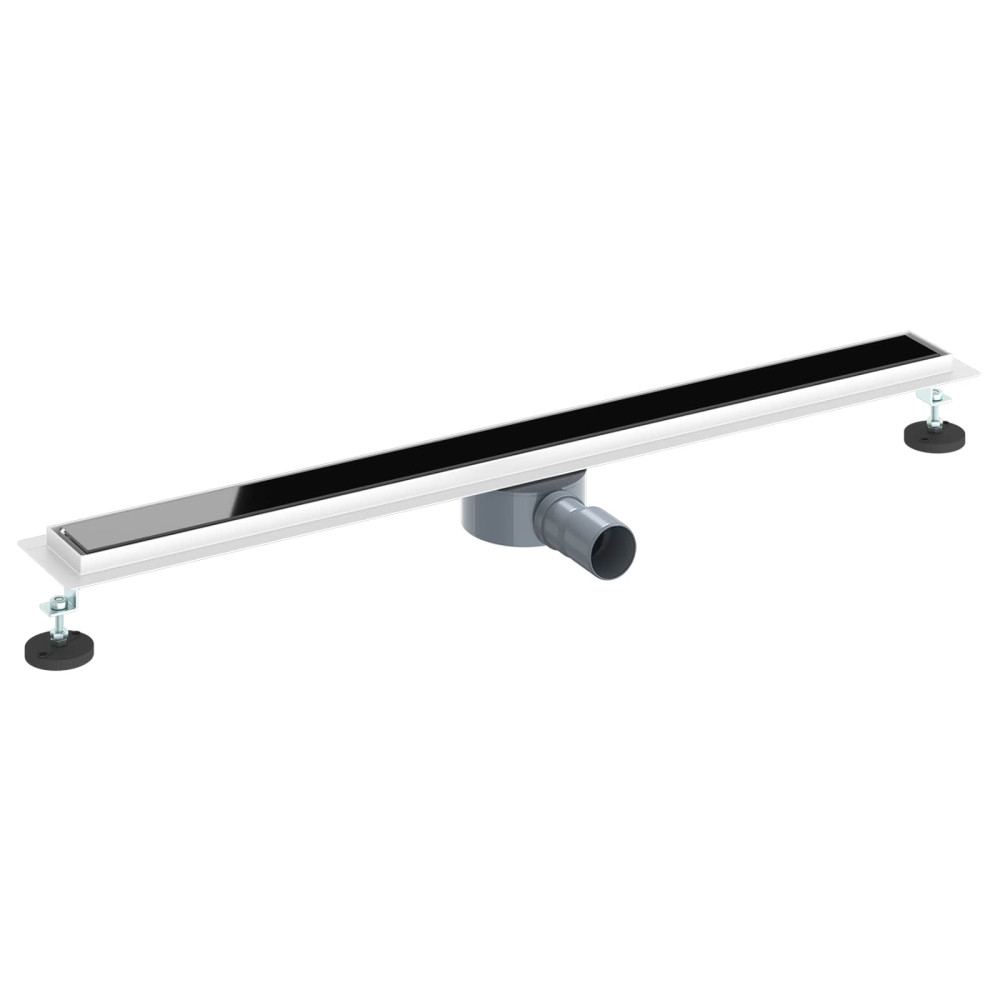 Produktbild för Duschavlopp med glaslock och 360° Sifon Svart 90 cm