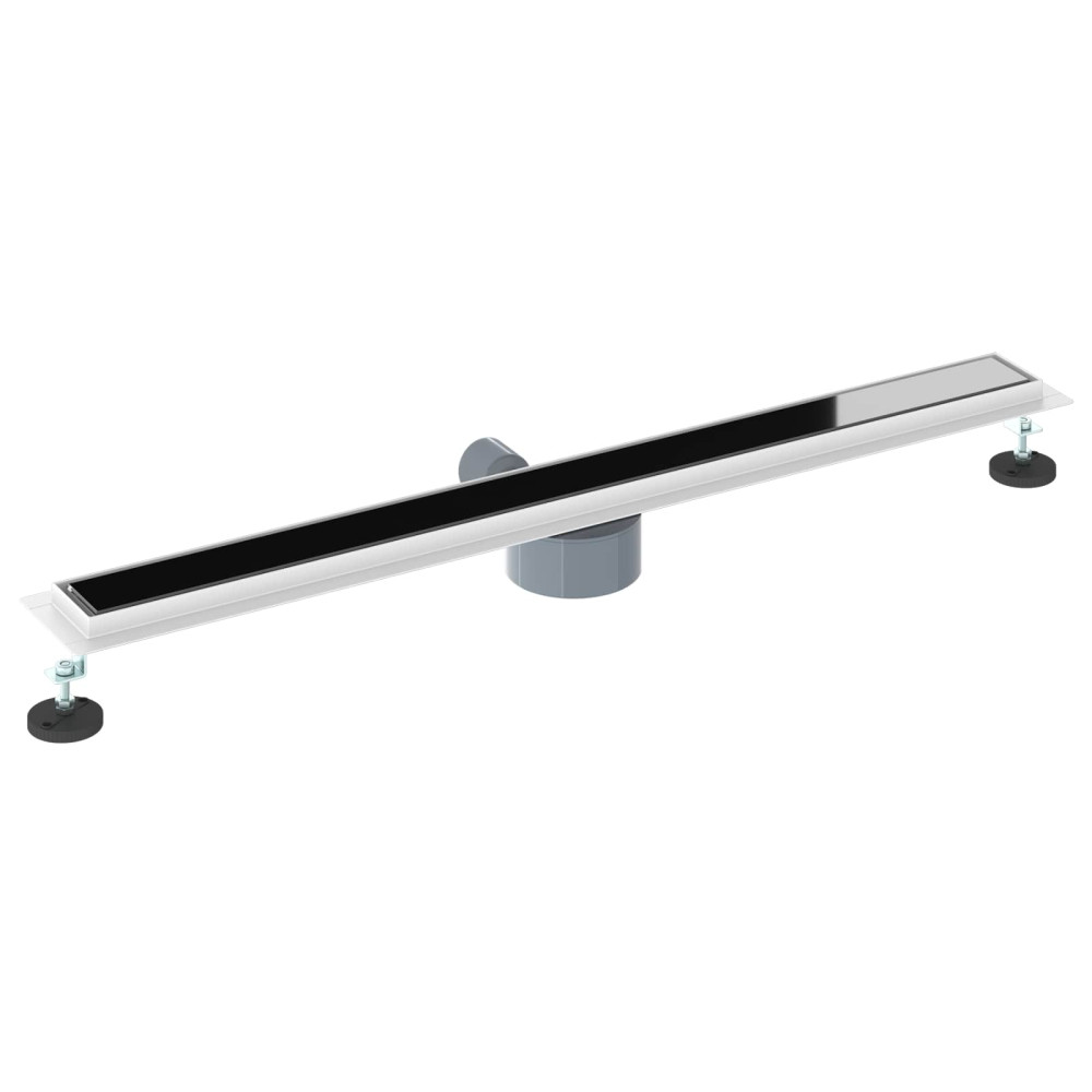 Produktbild för Duschavlopp med glaslock och 360° Sifon Svart 90 cm