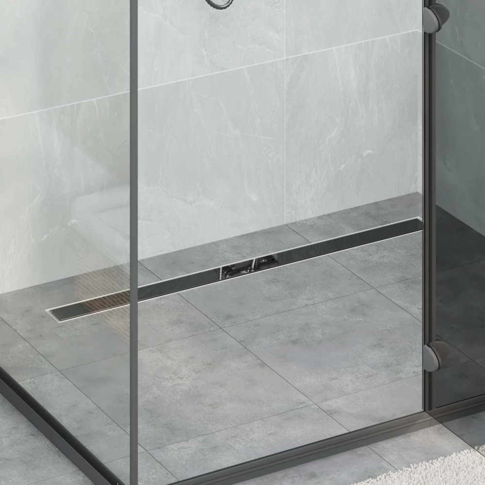 Produktbild för Duschavlopp med glaslock och 360° Sifon Svart 100 cm
