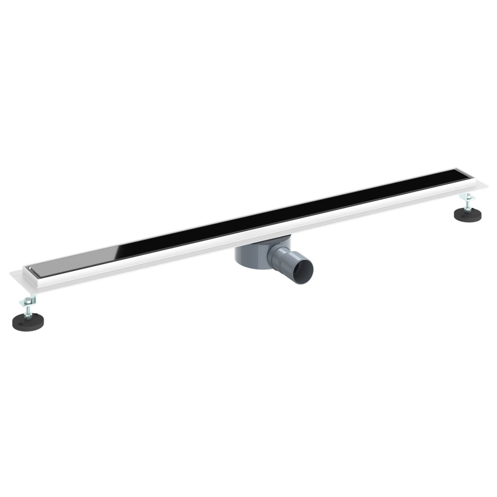 Produktbild för Duschavlopp med glaslock och 360° Sifon Svart 100 cm