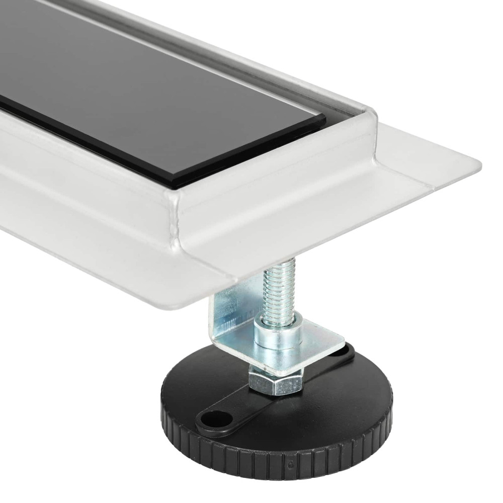Produktbild för Duschavlopp med glaslock och 360° Sifon Svart 100 cm
