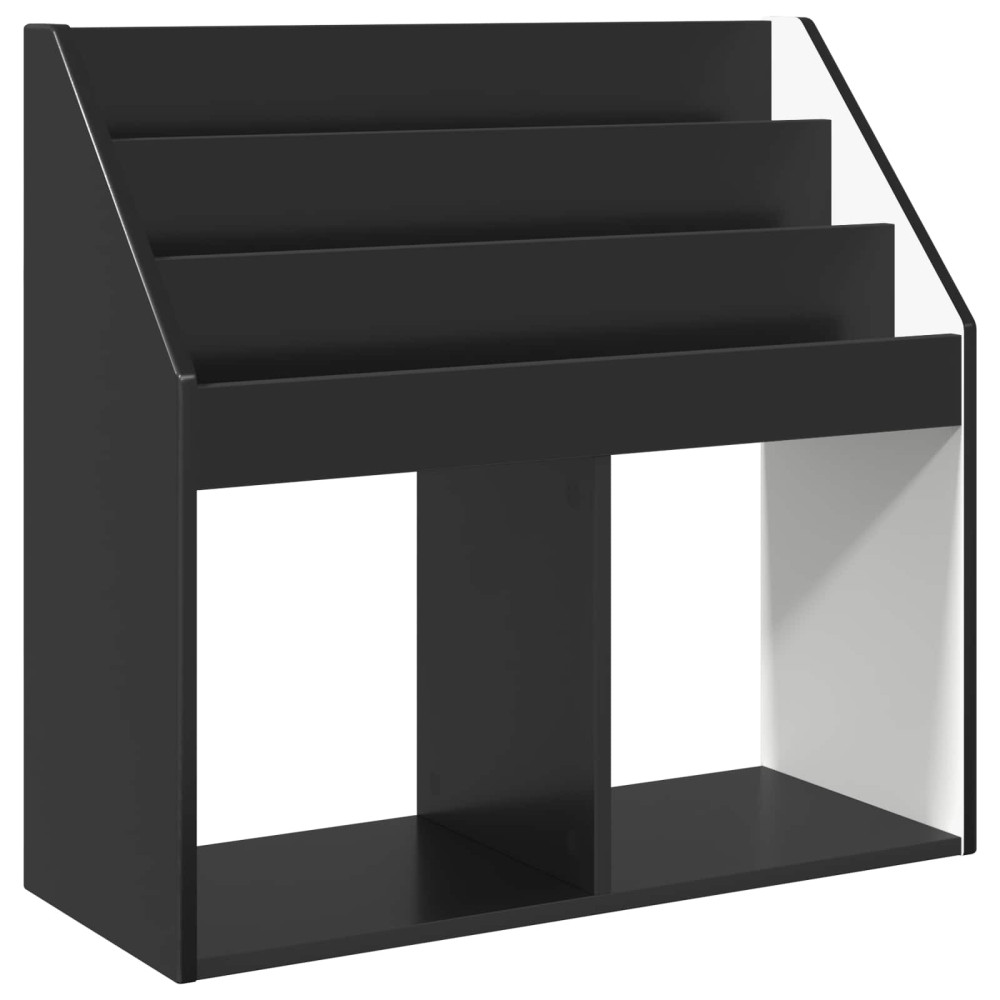 Produktbild för Barnbokhylla Svart 72,5 x 29,5 x 69 cm Konstruerat trä