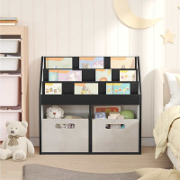 Produktbild för Barnbokhylla Svart 72,5 x 29,5 x 69 cm Konstruerat trä