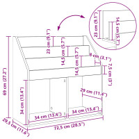 Produktbild för Barnbokhylla Högblanka vita 72,5 x 29,5 x 69 cm Konstruerat trä