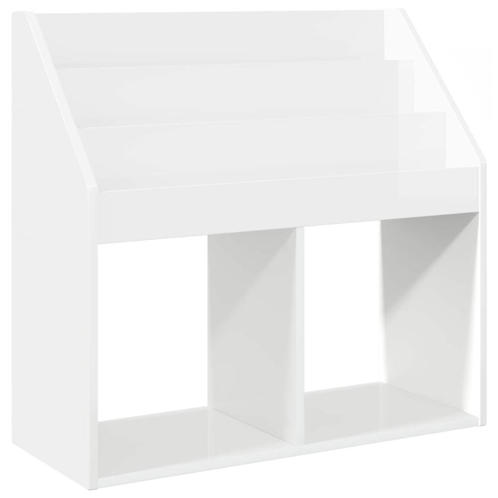 Produktbild för Barnbokhylla Högblanka vita 72,5 x 29,5 x 69 cm Konstruerat trä