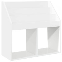 Produktbild för Barnbokhylla Högblanka vita 72,5 x 29,5 x 69 cm Konstruerat trä