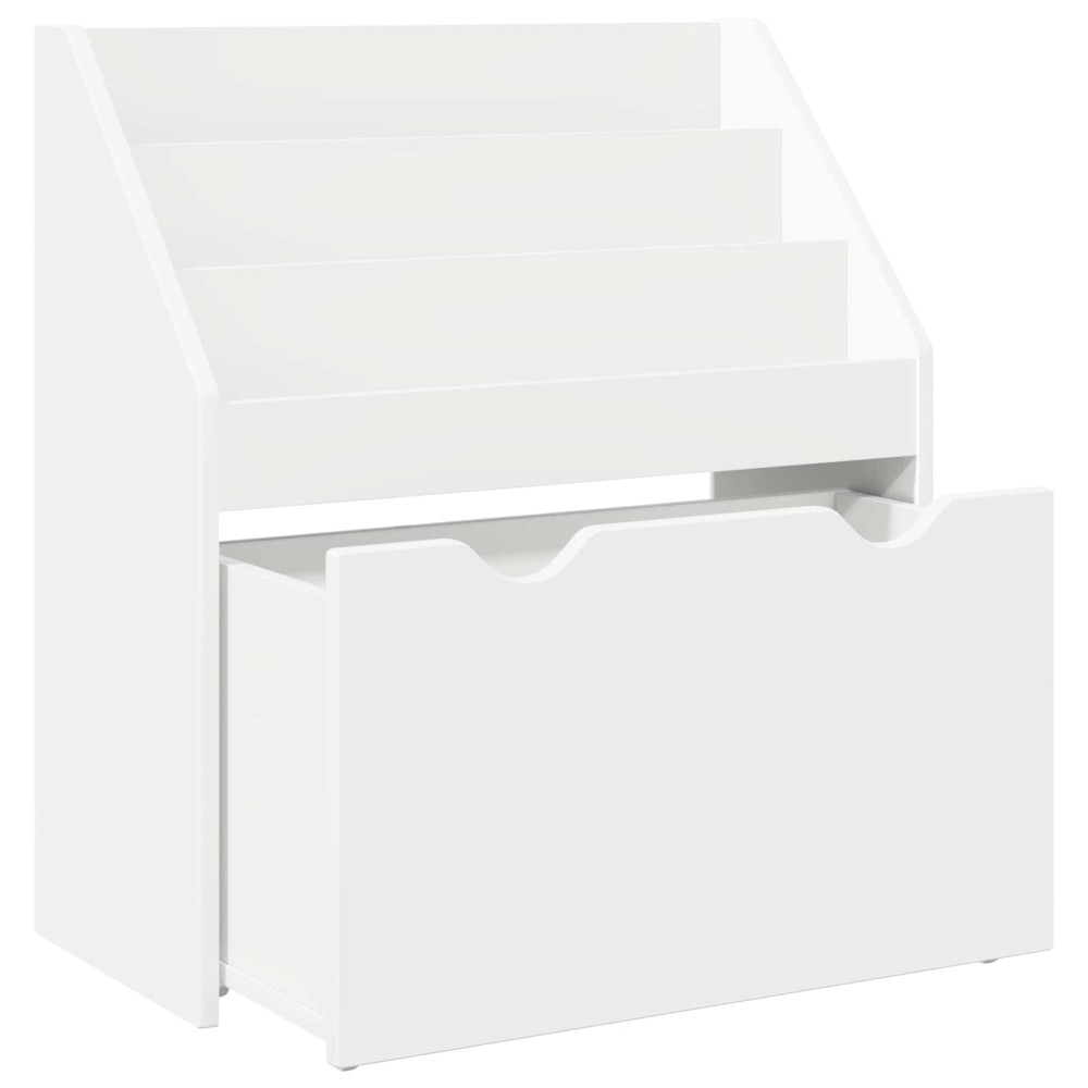 Produktbild för Barnbokhylla med låda Vit 60 x 29,5 x 69 cm Konstruerat trä