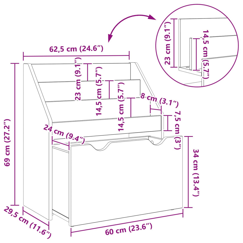 Produktbild för Barnbokhylla Högblanka vita 60 x 29,5 x 69 cm Konstruerat trä