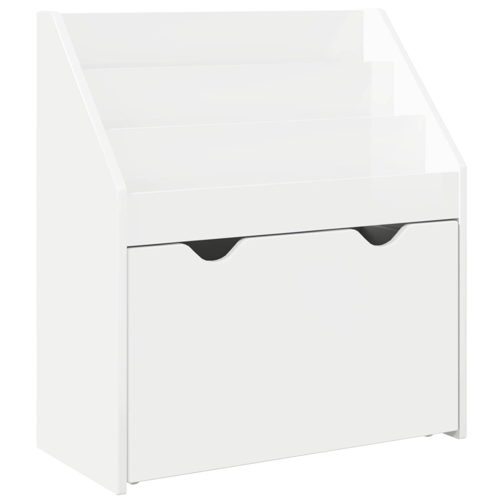 Produktbild för Barnbokhylla Högblanka vita 60 x 29,5 x 69 cm Konstruerat trä