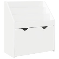 Produktbild för Barnbokhylla Högblanka vita 60 x 29,5 x 69 cm Konstruerat trä