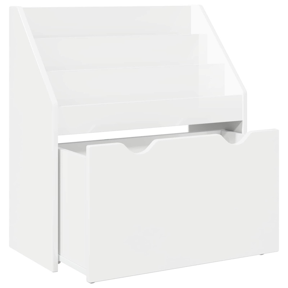Produktbild för Barnbokhylla Högblanka vita 60 x 29,5 x 69 cm Konstruerat trä