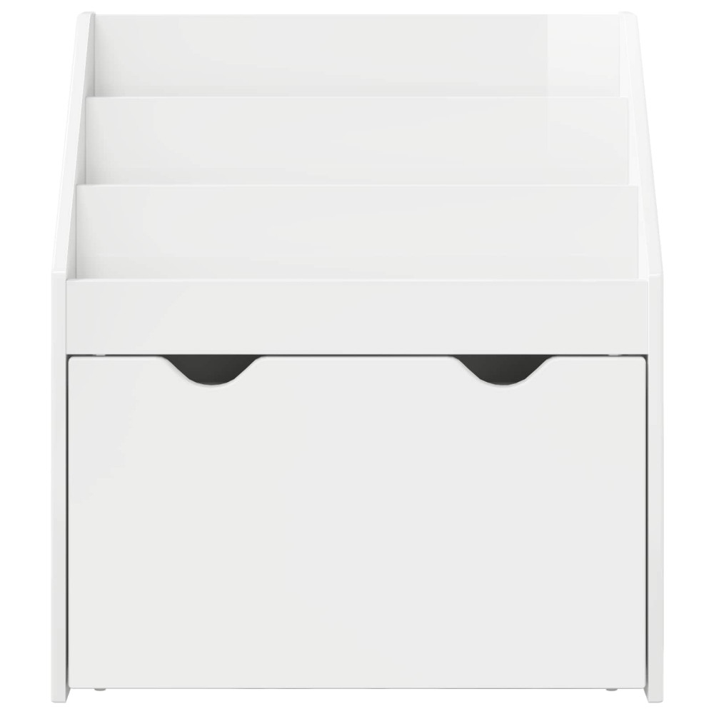 Produktbild för Barnbokhylla Högblanka vita 60 x 29,5 x 69 cm Konstruerat trä