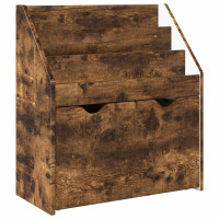 Produktbild för Barnbokhylla med låda Rökt ek 60 x 29,5 x 69 cm Konstruerat trä